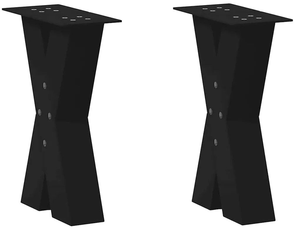 vidaXL Pés para mesa de centro em formato de X, 2 peças, preto, 28x(42-43) cm, aço