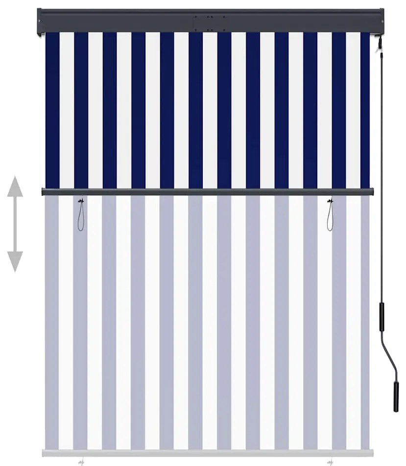 Estore de rolo para exterior 120x250 cm azul e branco