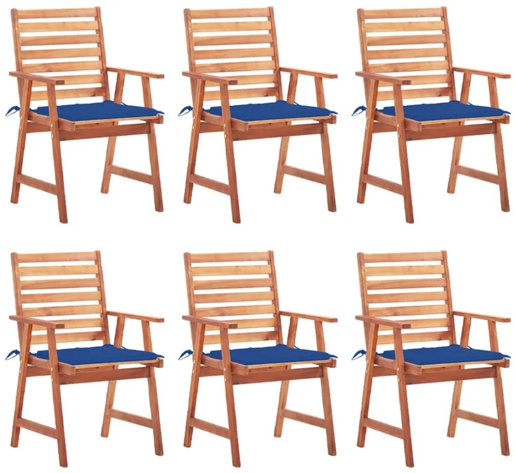 vidaXL Cadeiras de jantar p/ jardim 6 pcs c/ almofadões acácia maciça