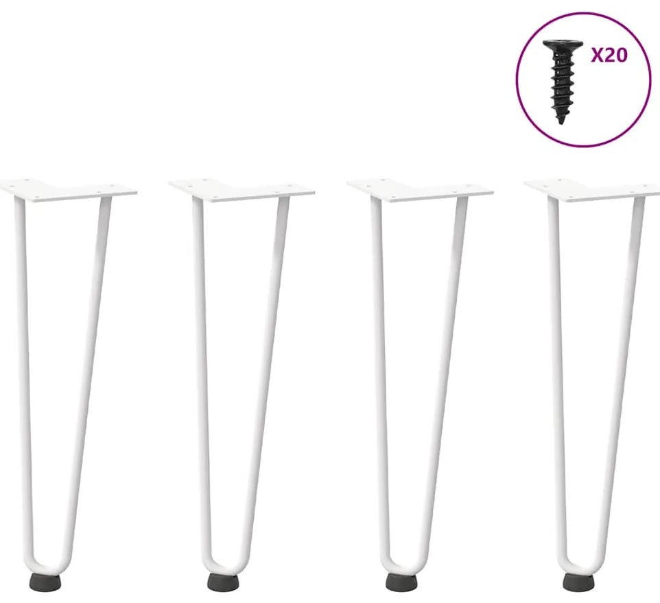 vidaXL Pernas de grampo para mesa de centro 4 peças, branco, 42 cm, aço maciço