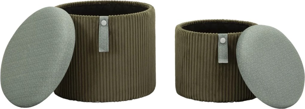 PUFE COM ARMAZENAMENTO BOLZANO 2 PEÇAS Ø 38X38-32X28 CM VERDE