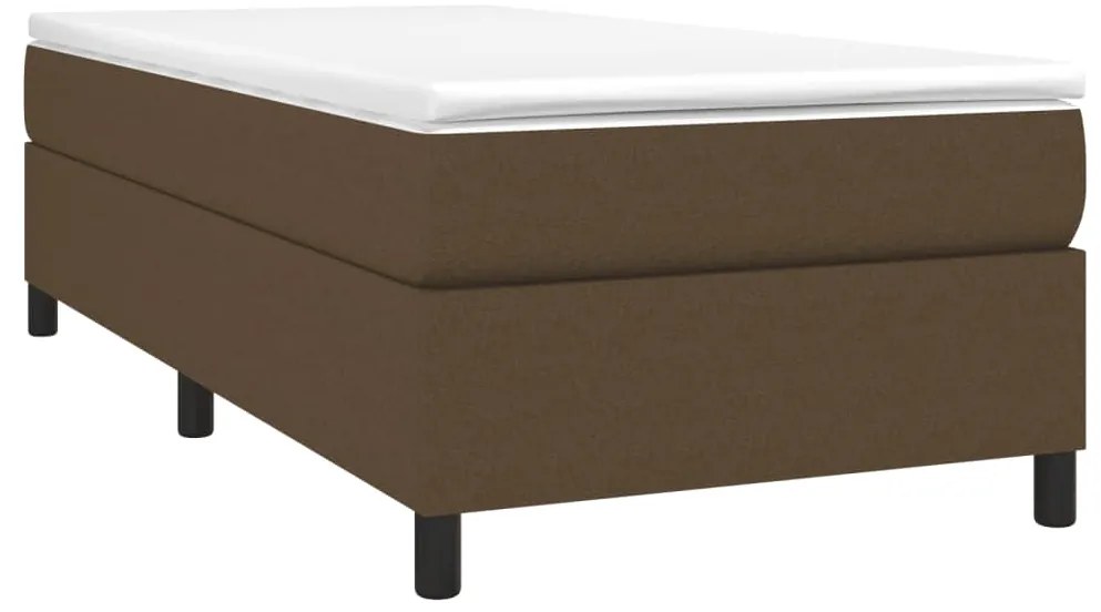 Estrutura de cama sem colchão 80x200 cm tecido castanho-escuro