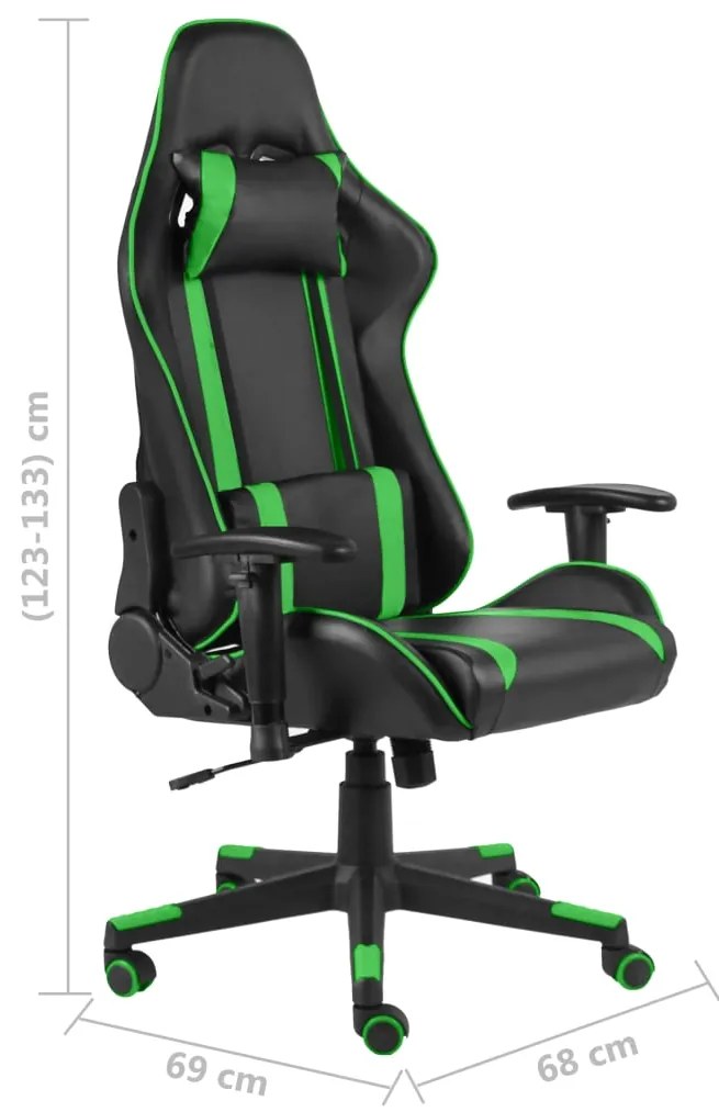 Cadeira de gaming giratória PVC verde