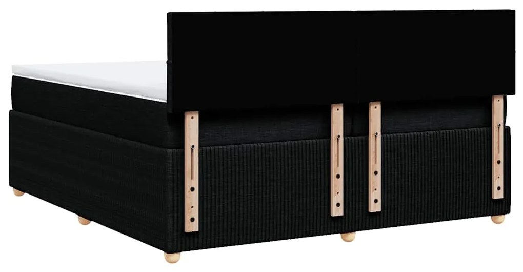 Cama com molas/colchão 200x200 cm tecido preto