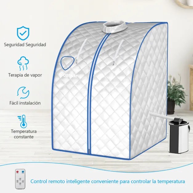 Sauna a vapor portátil de 3 L com controlo de temporizador de temperatura ajustável e função de atomização  78 x 87 x 100 cm prata