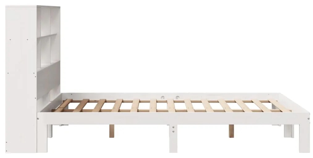 Cama com estante sem colchão 120x190 cm pinho maciço branco