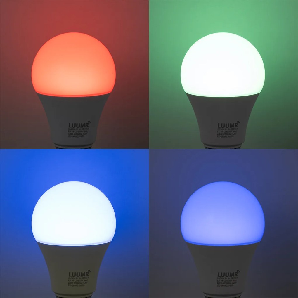 Lâmpada LED E27 regulável RGBW A60 Opala 9W 806 lm 2700-6500K