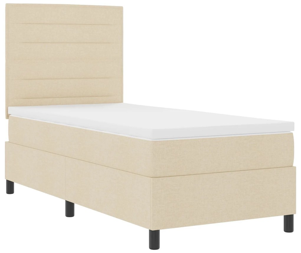 Cama Box com Colchão Creme 90x200 cm Tecido