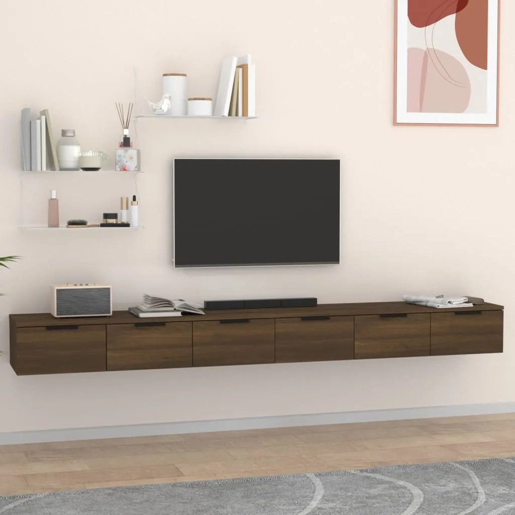 vidaXL Armários de parede 2pcs 102x30x20cm madeira carvalho castanho