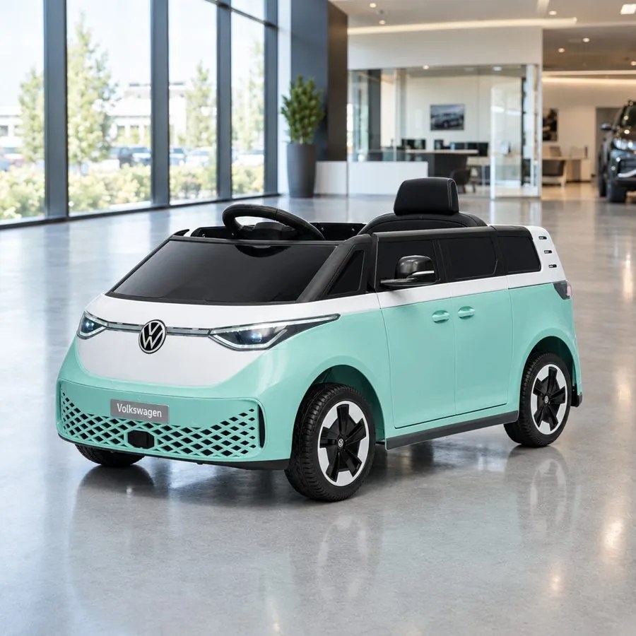Carro elétrico para Crianças 12V Volkswagen ID BUZZ, Rodas Espuma EVA, assento couro ecológico Azul