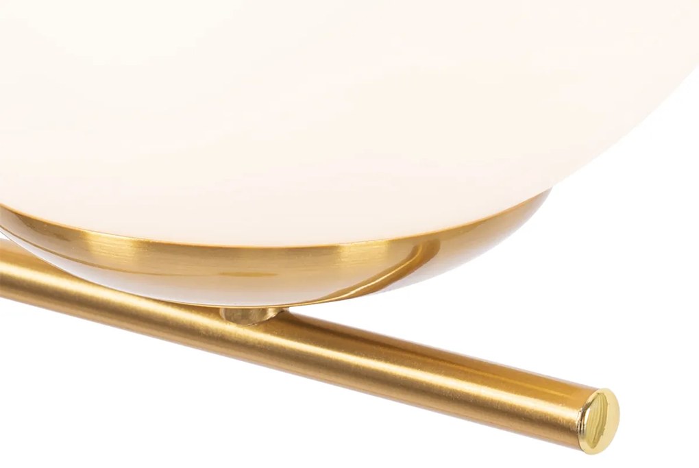 Candeeiro de pé Art Deco dourado e vidro opalino - Flore