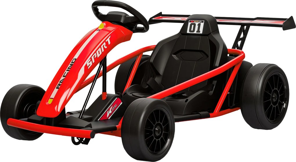 Kart elétrico para crianças, com 2 motores de 24 V, modo de derrapagem a 13 km/h, 119 x 77 x 54 cm, vermelho