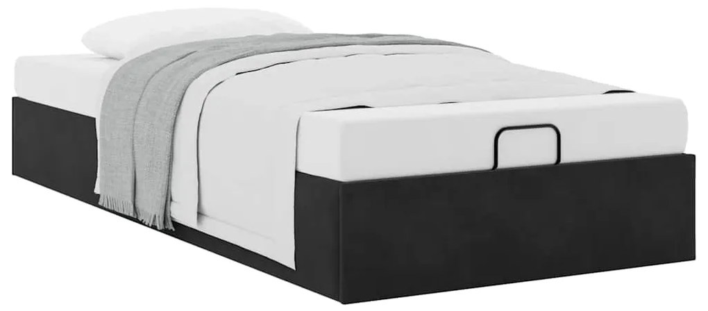 Ottoman Bed Frame No Colchão Preto 90x190 cm Veludo