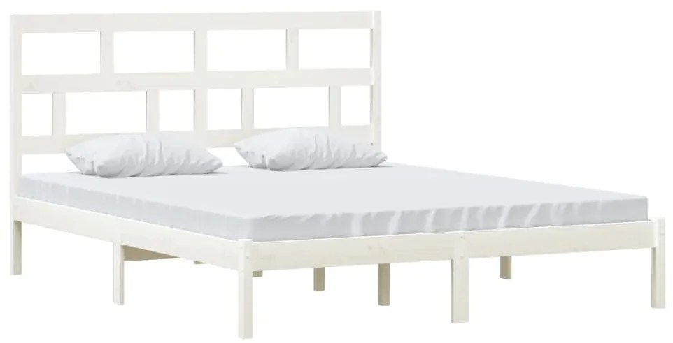 Estrutura de cama 160x200 cm madeira de pinho maciça branco