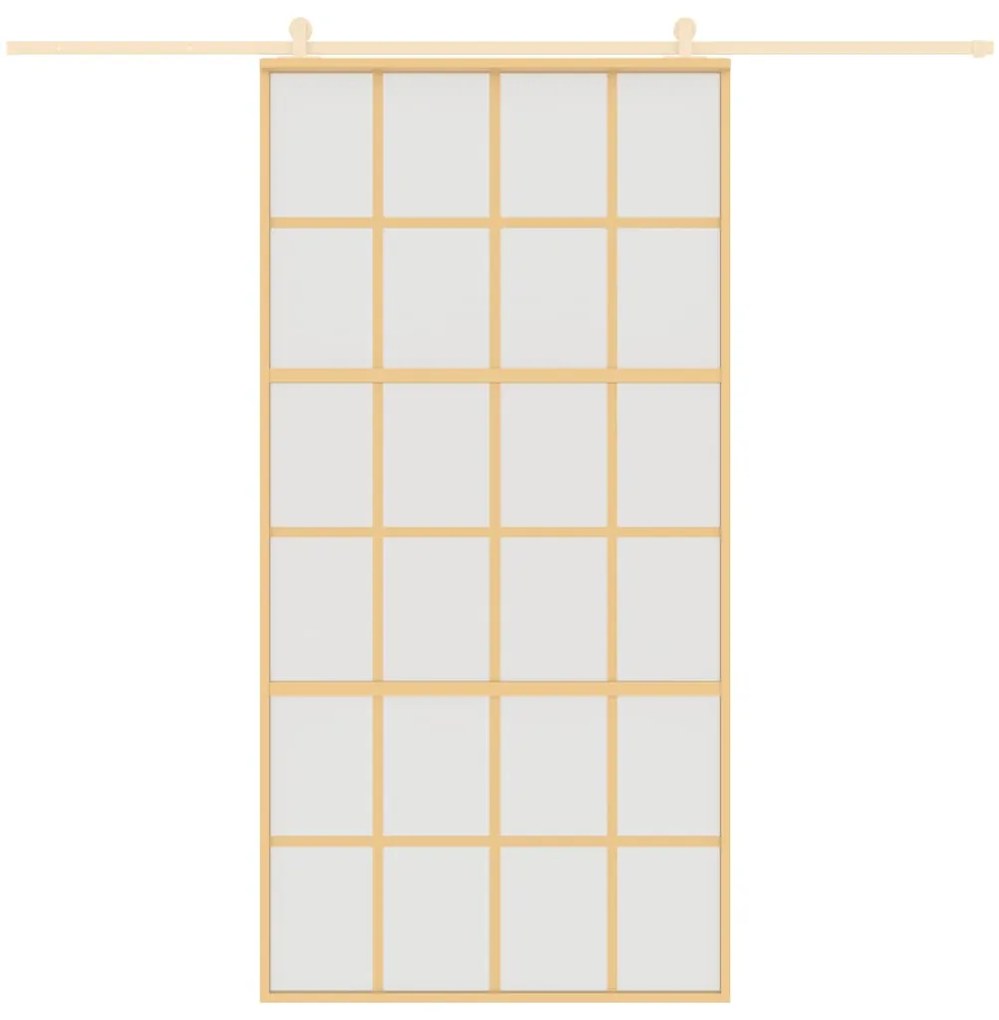 Porta deslizante 102,5x205 cm vidro ESG fosco/alumínio dourado