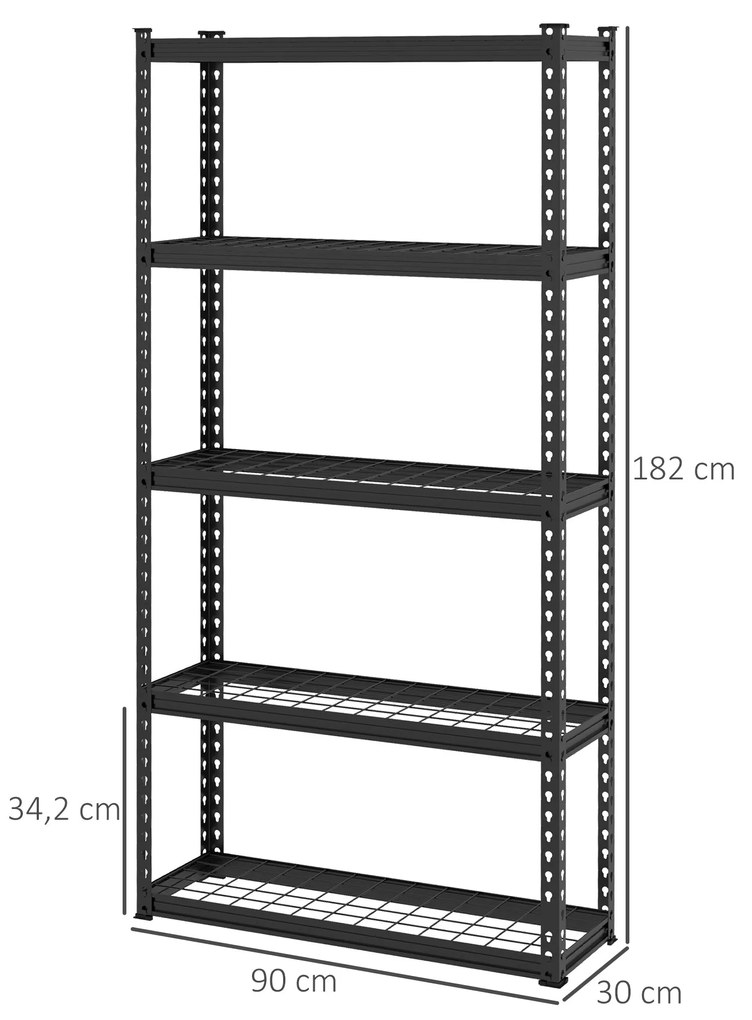 HOMCOM Estante de Metal com 5 Níveis Estante de Armazenamento Estante