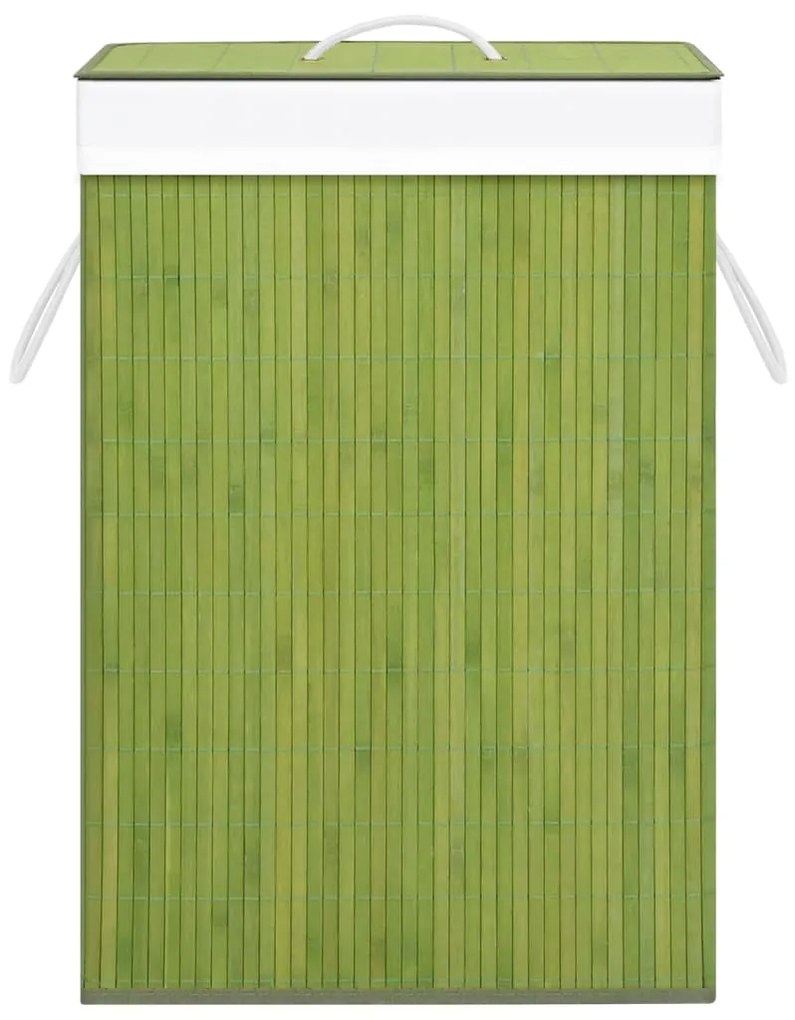 Cesto para roupa suja c/ 2 secções 72 L bambu verde