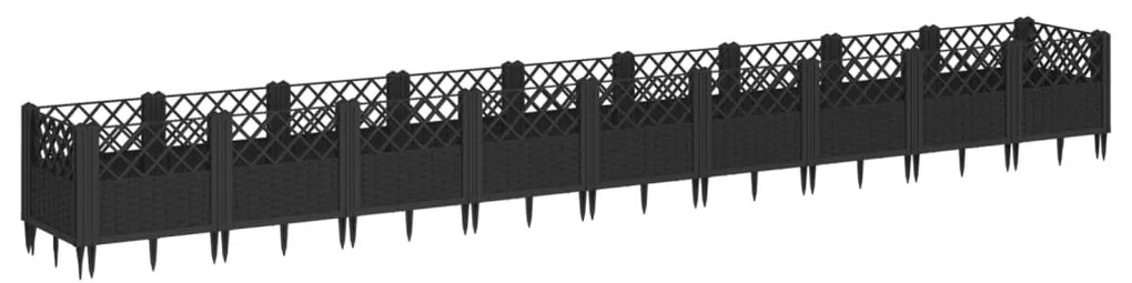Vaso/floreira de jardim c/ estacas 363,5x43,5x43,5 cm PP preto