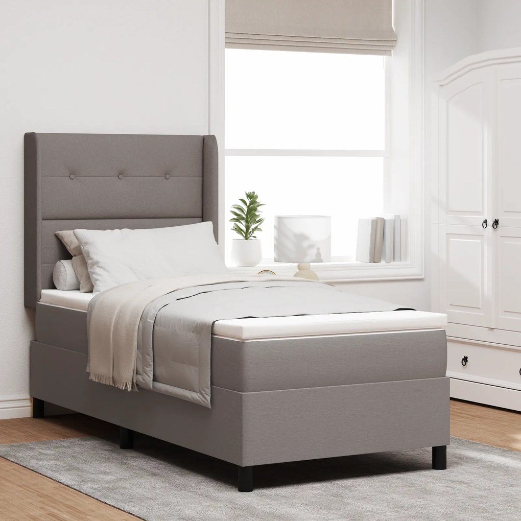 Cama Box Spring vidaXL com Colchão e LED Tapioca 100x200 cm Tecido