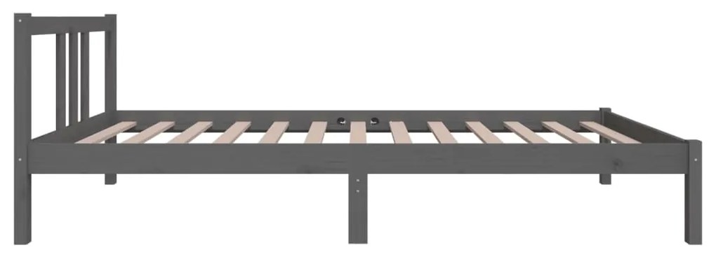 Estrutura de cama 90x200 cm madeira maciça cinzento