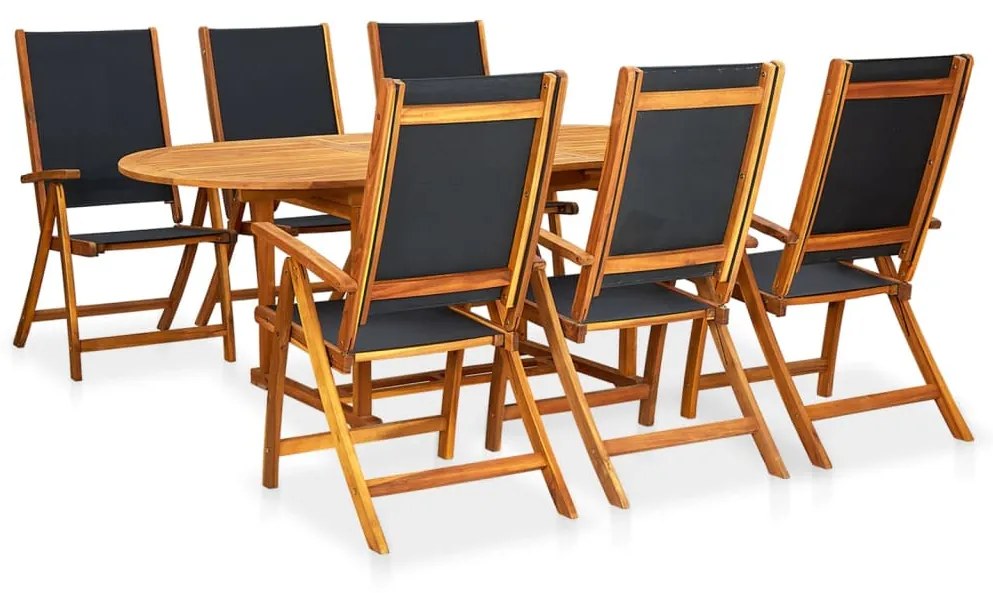 vidaXL 7 pcs conjunto de jantar de exterior madeira acácia maciça