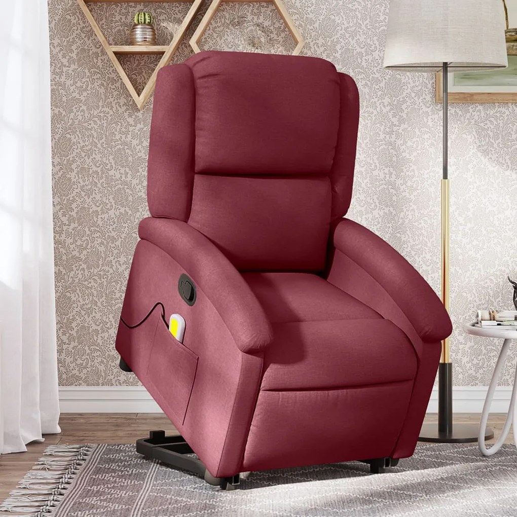 Poltrona de massagens reclin. elevatória tecido vermelho tinto
