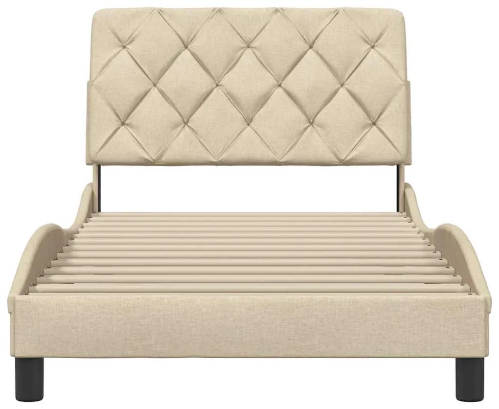Estrutura de cama sem colchão 100x200 cm tecido cor creme