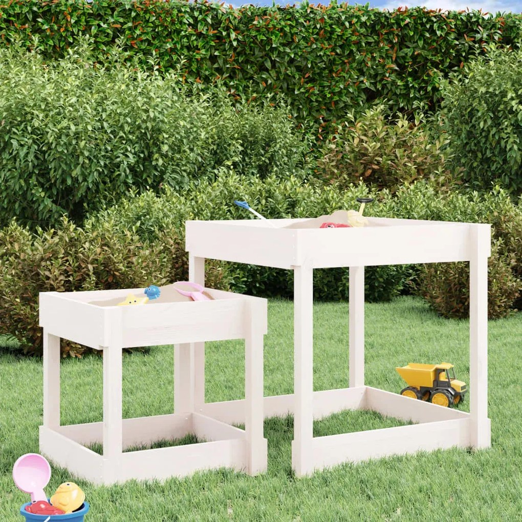 Mesas de areia 2 pcs madeira de pinho maciça branco