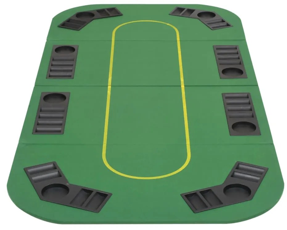 Tabuleiro póquer dobrável em 4 p/ 8 jogadores retangular verde