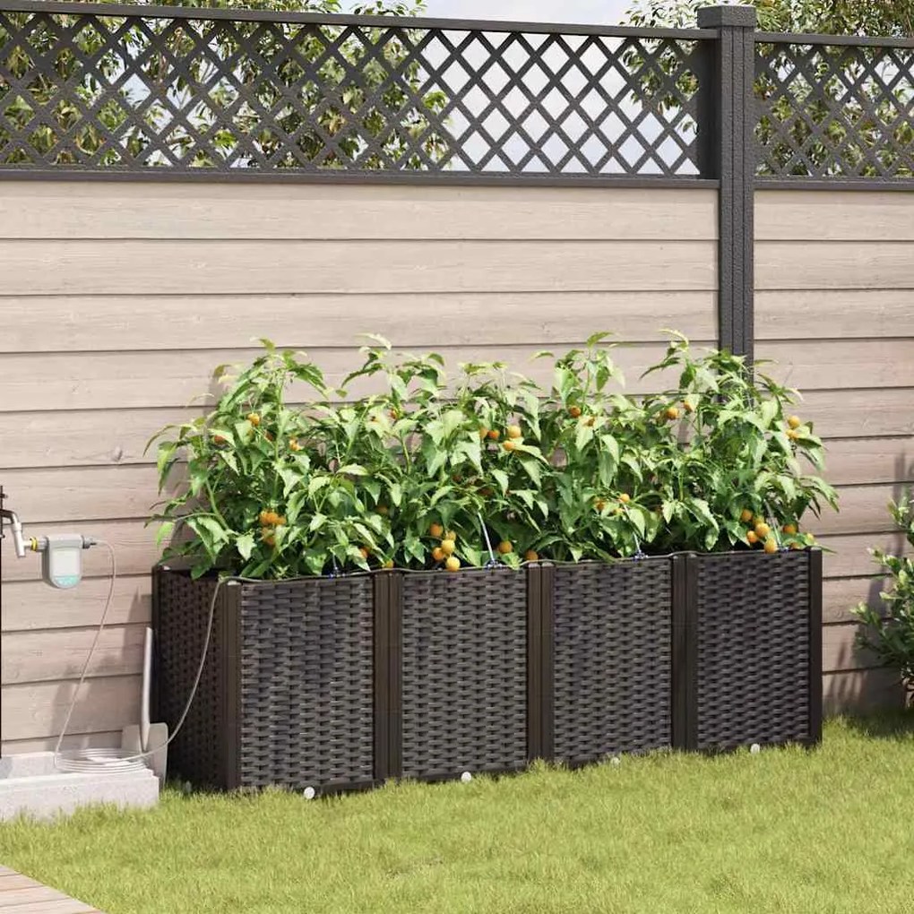 vidaXL Jardineiras de Jardim 1 pc Castanho 160 x 40 x 52 cm Plástico