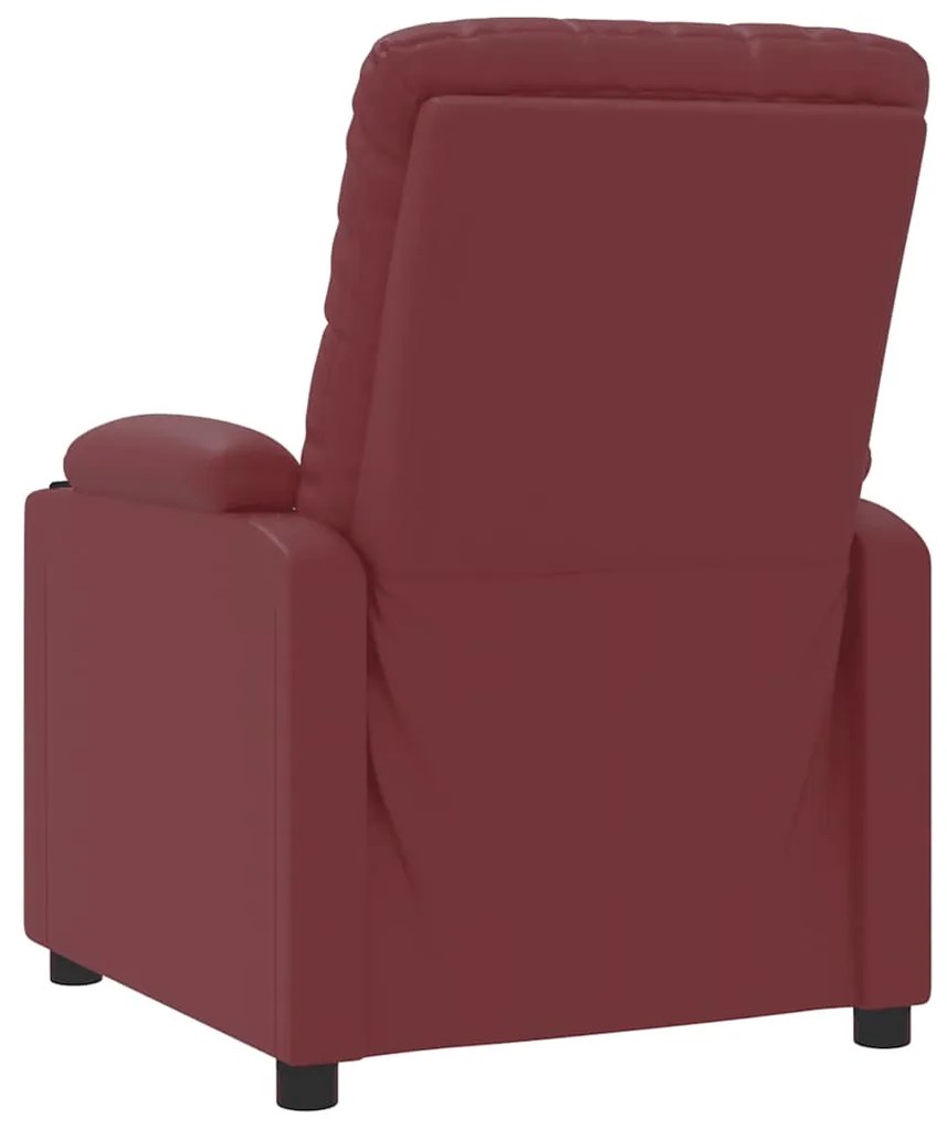 Poltrona massagens elevatória couro artificial vermelho tinto