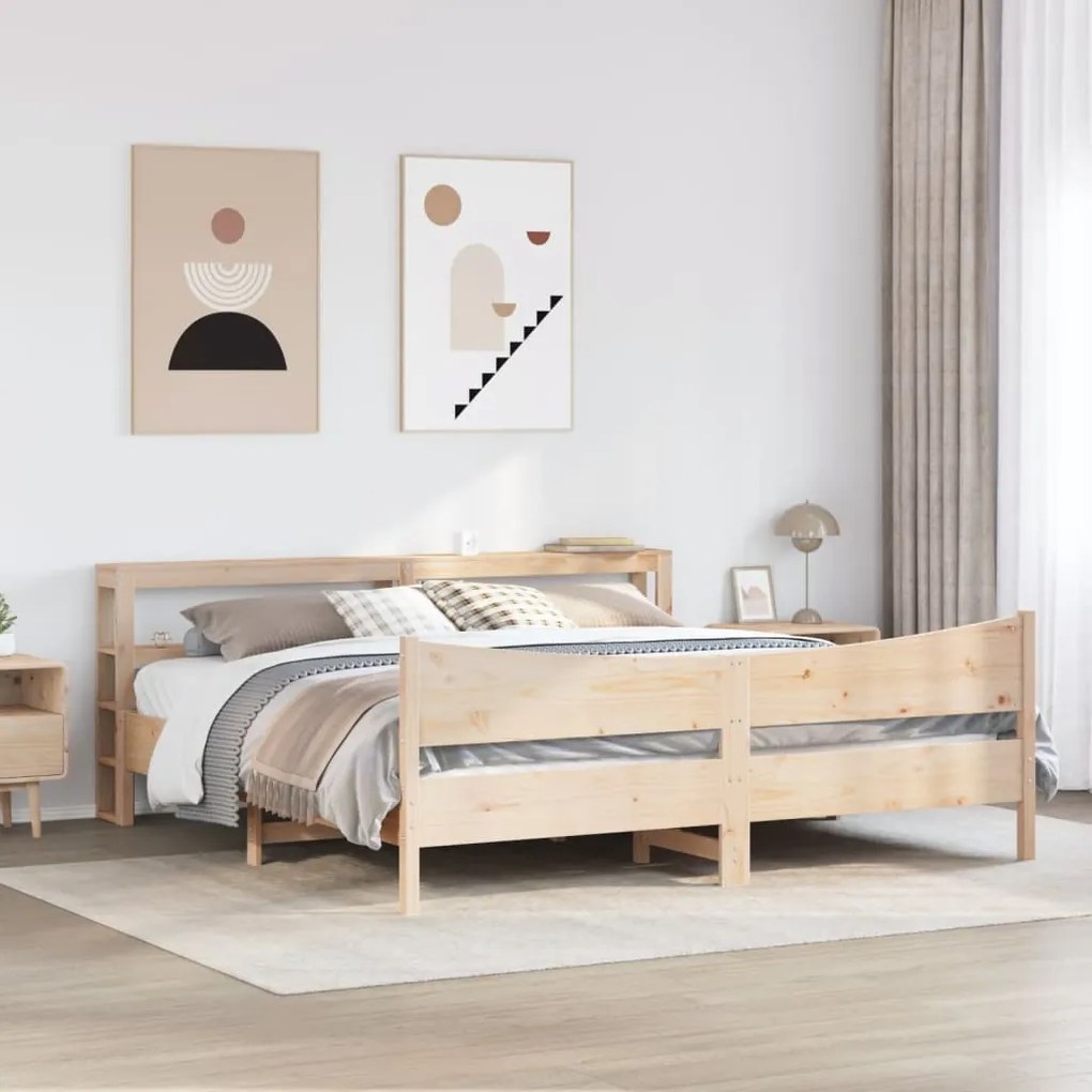 Estrutura de cama com cabeceira 180x200 cm pinho maciço