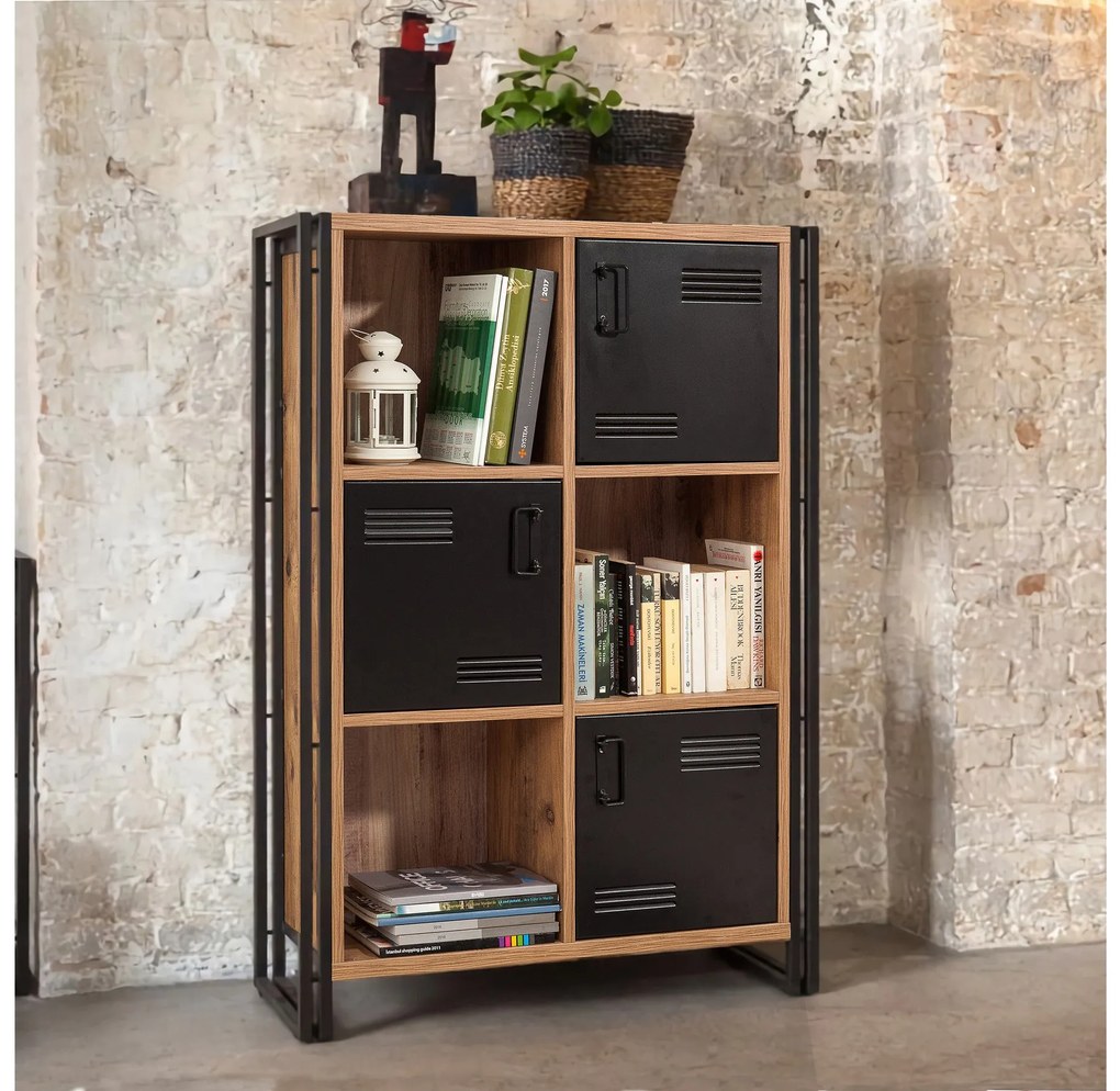 Estante Cosmo – Pinho Atlântico Preto – 89x127x35 cm