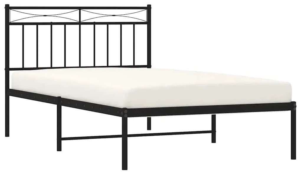 Estrutura de cama com cabeceira 100x200 cm metal preto