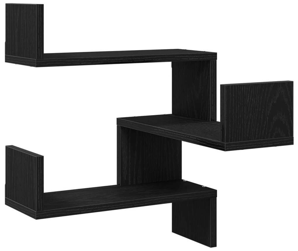 Conjuntos de Prateleiras de Parede vidaXL 2 pcs Carvalho Preto 40x40x4