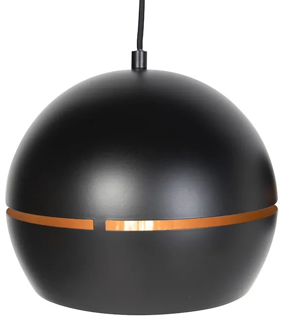 Candeeiro de suspensão inteligente preto com interior dourado 3 luzes incl. Wifi ST64 - Buell