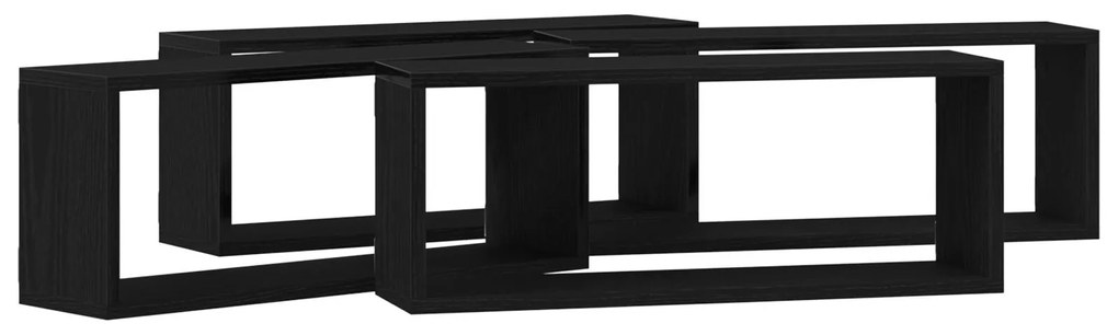 Conjunto de Prateleiras vidaXL de 4 - Carvalho Preto - 60x15x23 cm - F