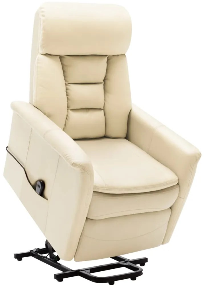 vidaXL Poltrona elevatória couro artificial branco nata