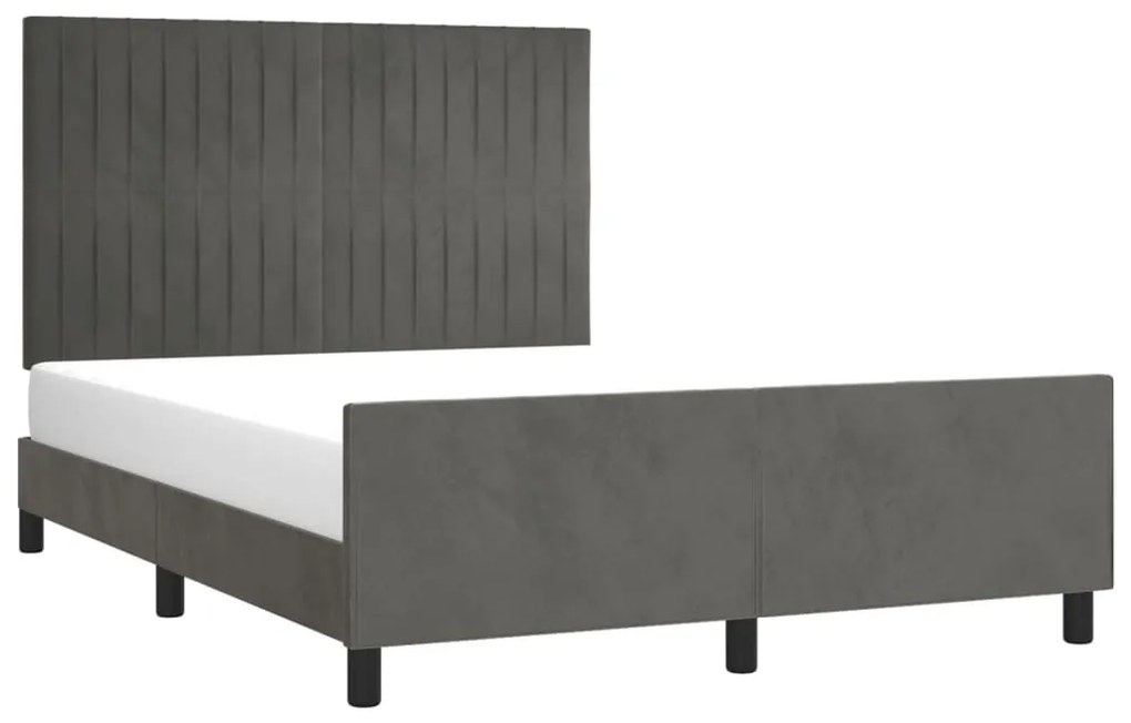 Estrutura de cama sem colchão 140x190 cm veludo cinzento-escuro