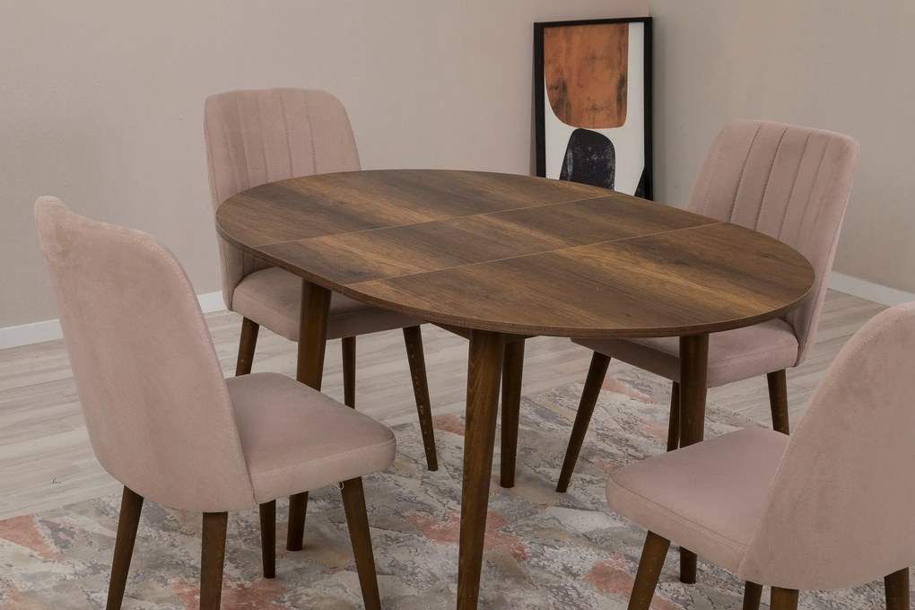 Conjunto de Mesa de Jantar Extensível e Cadeiras (5 Peças) Vina – Nogu