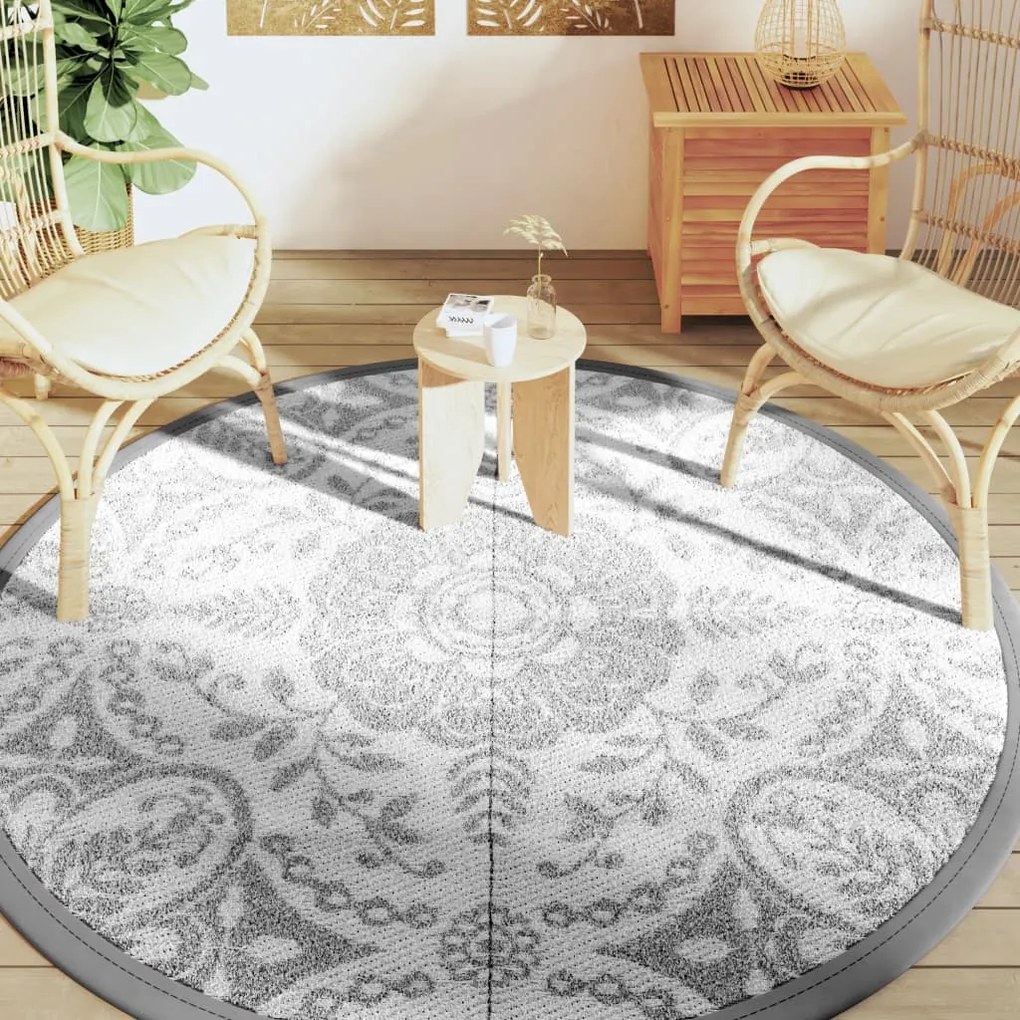 Tapete de exterior Ø200 cm ARAKIL PP cinzento Claro