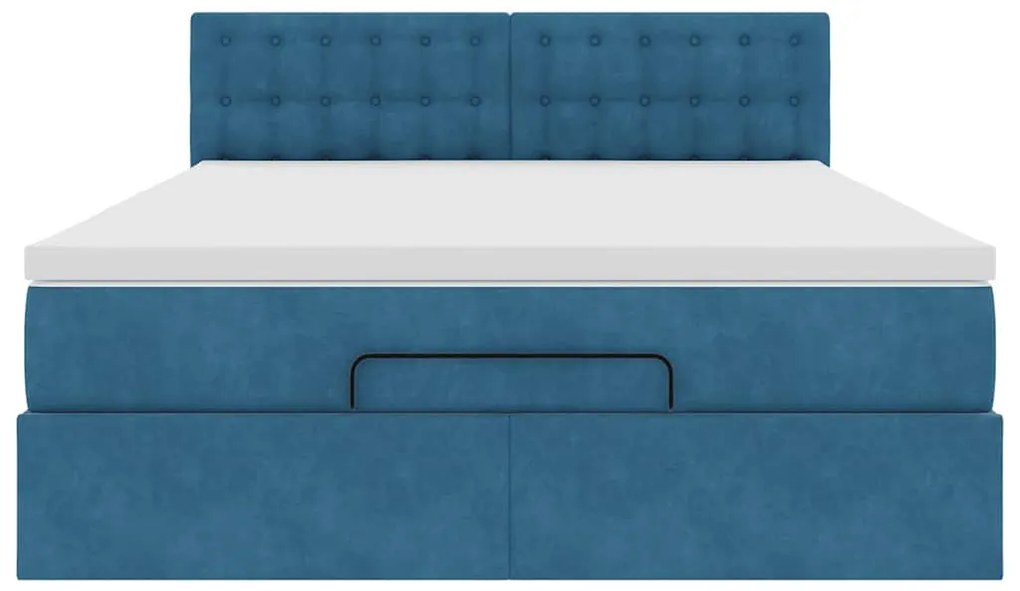Estrutura de cama otomana com colchão 140x190cm azul escuro