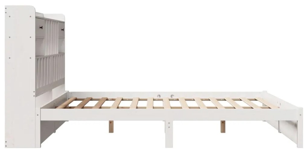 Cama com estante sem colchão 180x200 cm pinho maciço branco