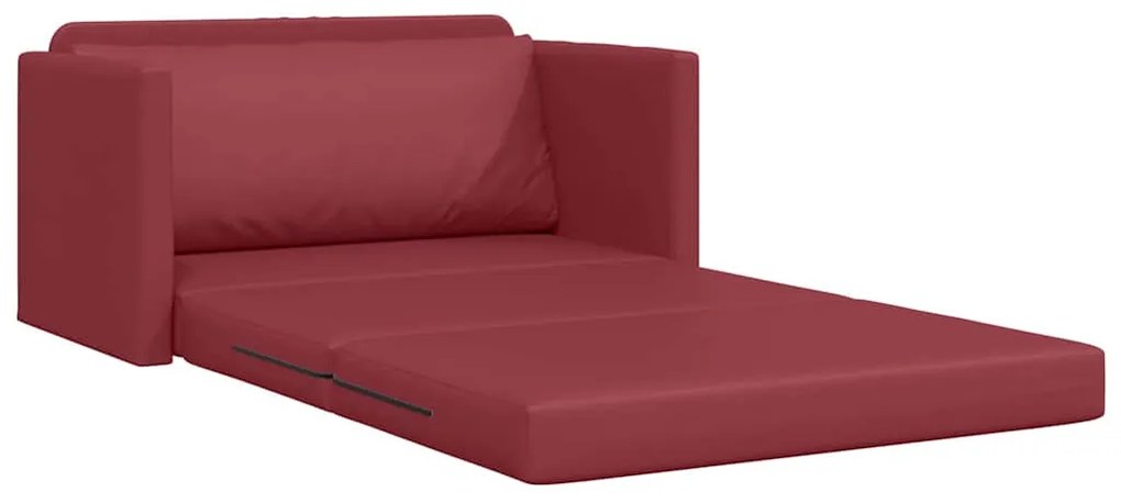 Sofá Chão Cama 2 em 1 Vinho Vermelho 124x71x78 cm Couro Sintético