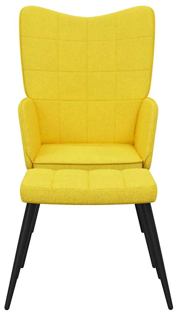 Cadeira de descanso com banco tecido amarelo mostarda
