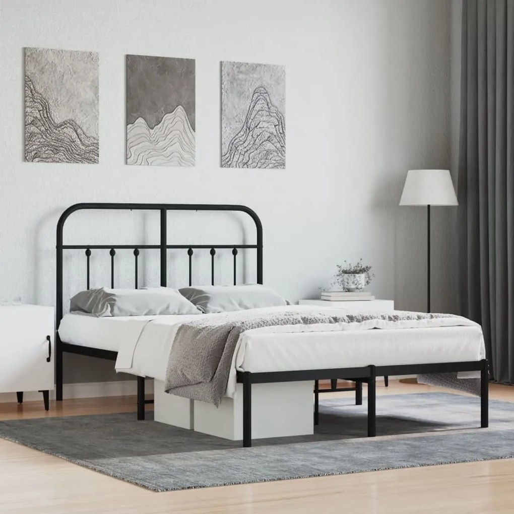Estrutura de cama com cabeceira 120x200 cm metal preto