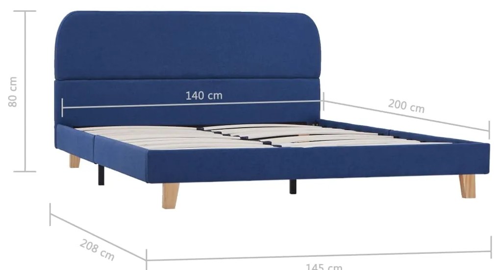 Estrutura de cama 140x200 cm tecido azul