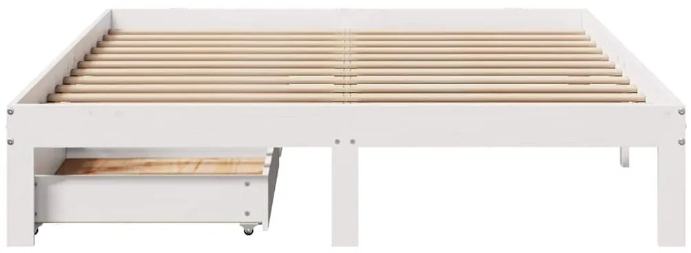 Estrutura de cama c/ gavetas 140x200 cm pinho maciço branco