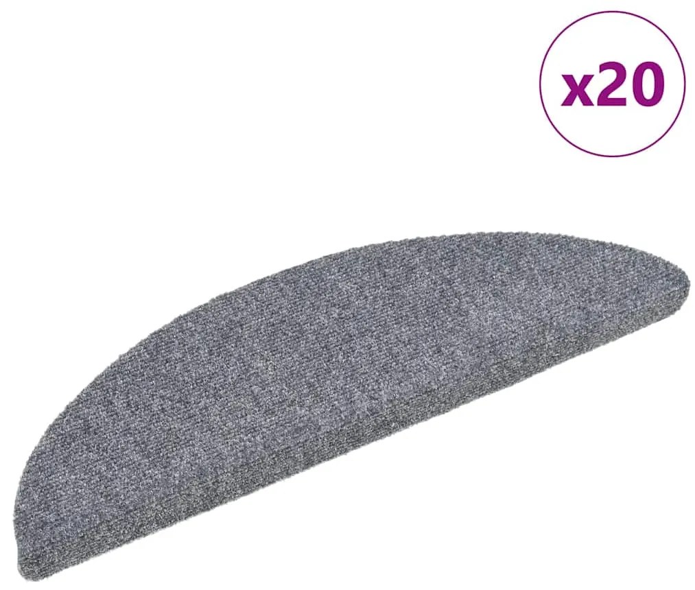 Tapetes de escada adesivos 20 pcs 56x17x3 cm cinzento-claro