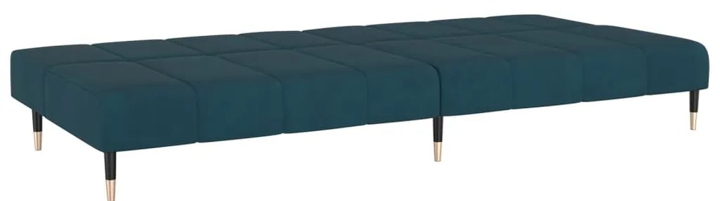 Sofá-cama de 2 lugares veludo azul